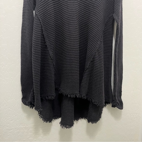 Free People Moonshine Cold Shoulder Knitted Sweater Hi-Low, Fringe Hem - Picture 6 of 12